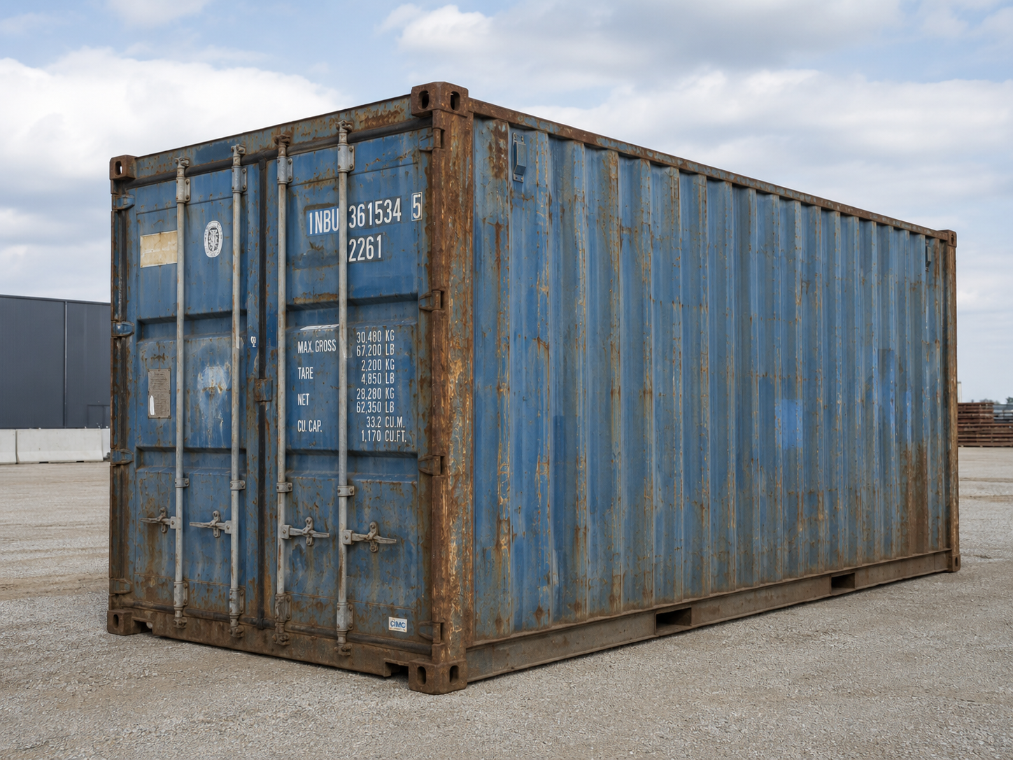 Rusty used shipping container before refurbishment